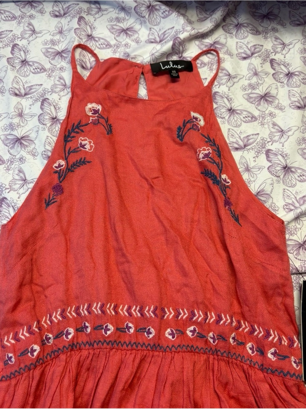 ⚛️NWT Lulu's Coral Embroidered Dress - Picture 3 of 3